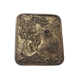 Vtg Belt Buckle Levi's Blue Jeans Solid Brass 1970s USA Made 2.5" x 3"